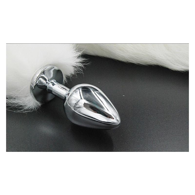 White Fox Tail with Anal Plug Butt Intruder 